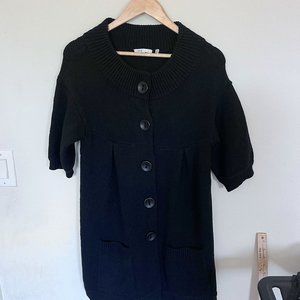 VINCE Cardigan Sweater Women's Size L Wool Ribbed Balloon Sleeve Pockets